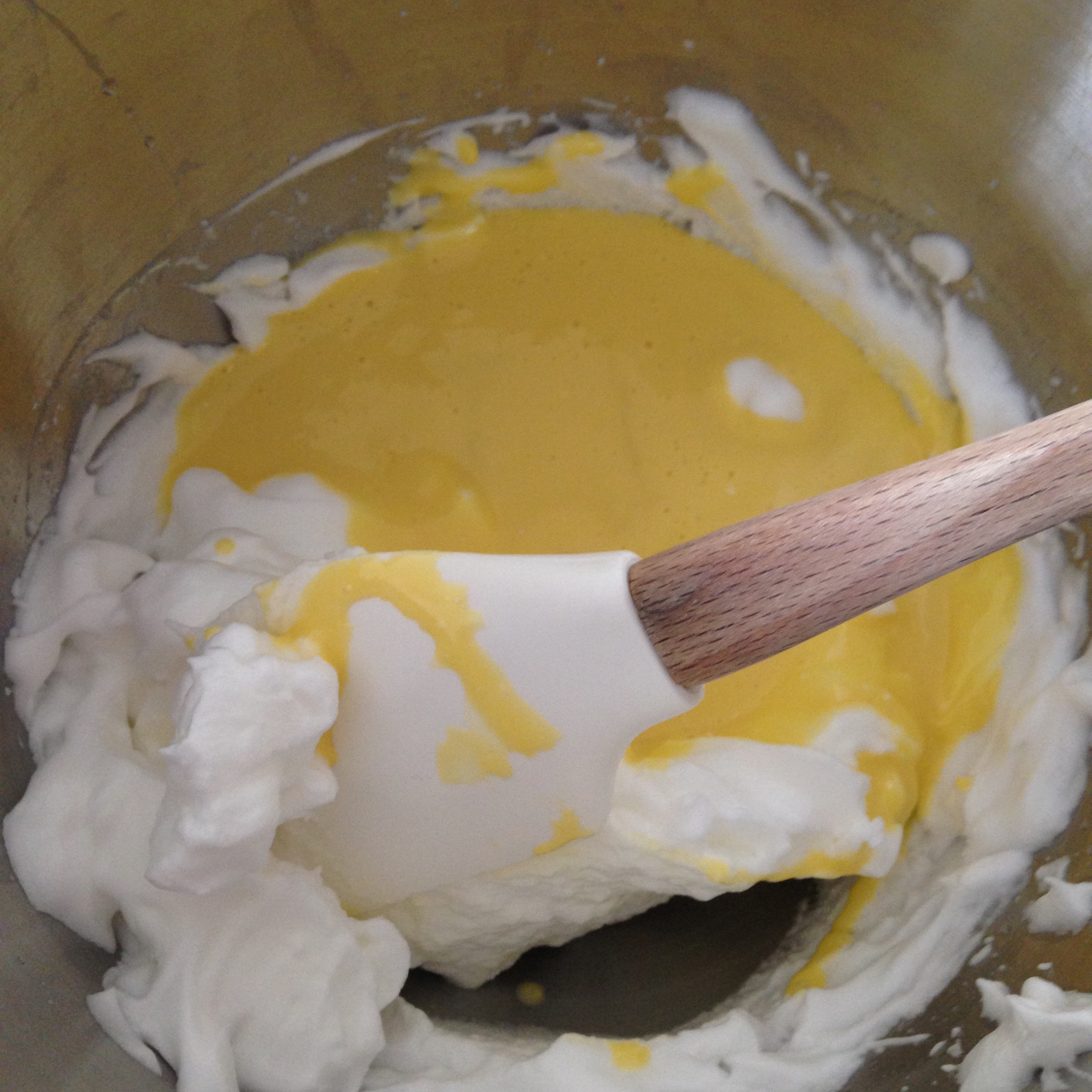 Yolk and cream cheese mixture into the egg whites Atypical 60
